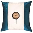 Decorative Handmade Silky Ivory & Teal Blue Cushion Cover / Pillow Sham - Golden Sunflower Design
