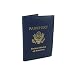 Genuine Blue Leather Passport Cover Holder Case Wallet