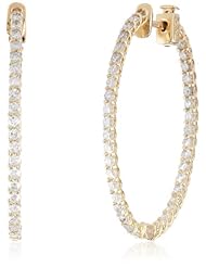 14kt Yellow Gold Diamond Inside and Outside Lucida Set Oval Hoops, 3 Cttw (H-I Color, SI2-I1 Clarity)