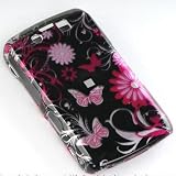 Premium Designer Hard Crystal Snap-on Case for the Blackberry Storm II 9550 (Verizon) - Cool Pink Butterfly Print