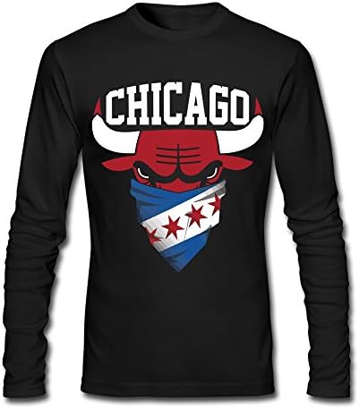 Chicago Team Bulls Basketball Tee Shirt Long Sleeve For Men Black