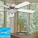 Canarm&reg; Arbour 132.1 cm (52-in.) Ceiling Fan Energy Star&reg; rating Reversible Blades (White/Grey) Brushed Pewter Finish Frosted Glass