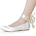 ELEGANTPARK Wedding Flats Shoes Women Wedding Shoes for Bride Flats Bridal Shoes Flats Comfortable Satin Closed Toe Ribbon Tie Ballet Flats