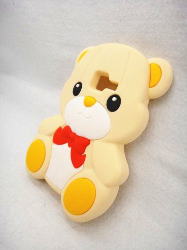 3D BOW Teddy Bear Soft Silicone Cover Case for Samsung Galaxy Discover S730G / Galaxy Centura S738C (StraightTalk/Net 10/Tracfone) CREAM