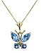 14k Solid Gold 18" Necklace with Blue Topaz Butterfly Pendant