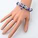 Long Way Silver Plated Snake Chain Blue Glass Bead Heart Charm Bracelet