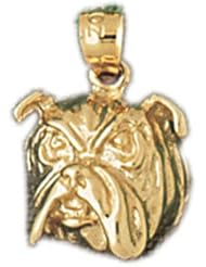 Dazzlers Solid 14k Gold Bulldog Dog Head Charm Pendant Available in three colors from jewelsberry (weights: 3.1 grams only)