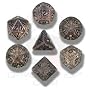 Carved Elvish Dice Set (Transparent and Black)