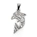 Sterling Silver Pendant - Dolphin - Clear Cubic Zerconia - 19mm Height