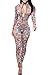 Women's Turtleneck Long Sleeves Printed The Thai Tribal Jumpsuit, Medium