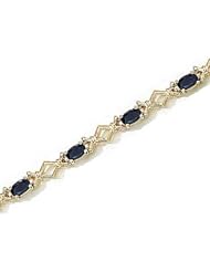 14kt Yellow Gold Oval Blue Sapphire and Diamond Bracelet