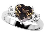 Original Star K(tm) Genuine 7mm Heart Shape Smoky Quartz Engagement Ring