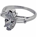 Sterling Silver Ring with Marquise baguette Simulated Diamond CZ
