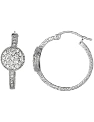 0.77 Carat Diamond Cluster Style Hoop Earrings 14K White Gold