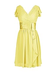 Girls V-neck Chiffon/Polyester Short Sleeves Evening Dress/Homecoming Dress/Prom Dress 