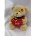 Teddy mit Herz I love you, Pl�sch, Schleife + Blume, sort.