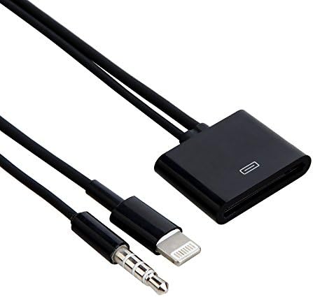 30 Pin to 8 Pin Adapter Converter with Audio Connector Cable Black for iPhone 5/5S/iPod Touch/iPad Mini/iPad Air