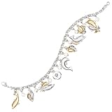 Silver And Gold Jeweled Dancers Dolphin Charm Bracelet With Swarovski(R) Crystals by The Bradford Exchange