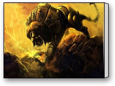 Funnyone Custom Modern Wall Art Decoration for Home Golden Roaring Lion Canvas Prints