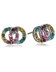 Betsey Johnson "Girlie" Crystal Double Circle Stud Earrings