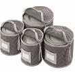 China Dinnerware Storage - Deluxe Quilted Microfiber (Light Gray) (12"H x 12.25"W x 6"D)