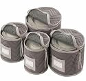 China Dinnerware Storage - Deluxe Quilted Microfiber (Light Gray) (12"H x 12.25"W x 6"D)