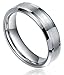 TIGRADE 6mm Unisex Flat Polished Brushed Finish Tungsten Metal Band Ring Comfort Fit