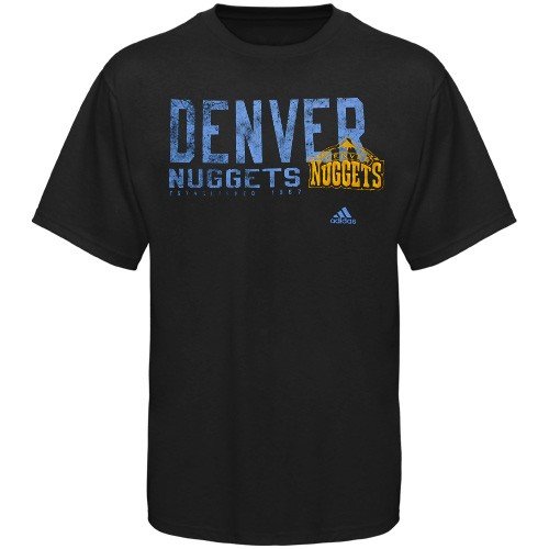 adidas Denver Nuggets Black Fringed T-shirt (Medium)