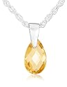 Sterling Silver 8x5mm Pear-Shaped Briolette Citrine Pendant