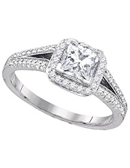0.85CTW DIAMOND 0.60CT CENTER PRINCESS BRIDAL RING