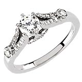 14K White Gold Modish Diamond Engagement Ring (Center stone is not included)