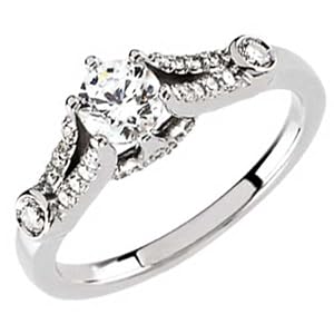 14K White Gold Modish Diamond Engagement Ring (Center stone is not included)