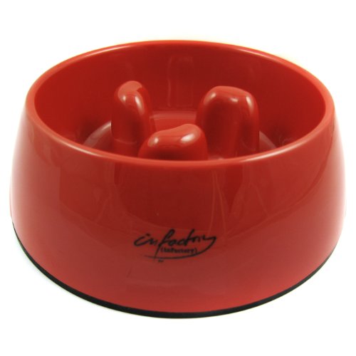 Slow-Eating Anti-Gulping Food Bowl (for Dogs & Cats) – Red, Medium