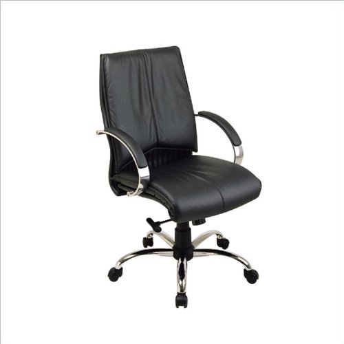 Deluxe Mid Back Executive Leather Chair with Chrome Base and Padded