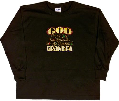 YOUTH LONG-SLEEVE T-SHIRT : KELLY - SMALL - God Can't Be Everywhere So He Created Grandpa - Guardian Angel for Grandson or Granddaughter