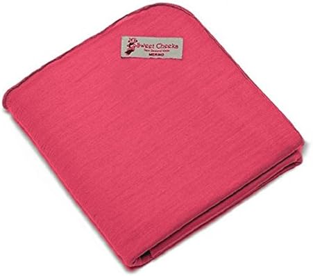 Sweet Cheeks Merino Baby Girls' Swaddle Blanket 100% New Zealand Merino Wool (1M x 1M, Cherry Pink)