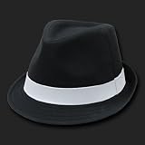 Black & White Basic Woven Fedora Hat Hats Size Lg/XL