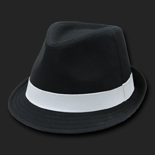  Black & White Basic Woven Fedora Hat Hats Size Lg/XL