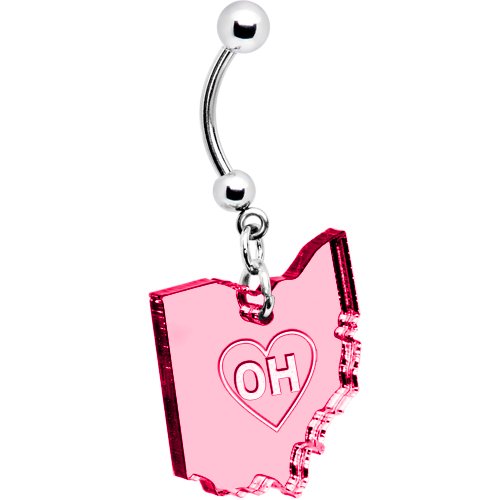 Pink State of Ohio Belly Ring