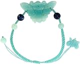 Ladies Semi Precious Amazonite Hand Carved Butterfly with Four Cabochons Knotted Woven Necklace