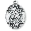 Sterling Silver St George Medal and 24-inch Chain