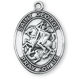 Sterling Silver St George Medal and 24-inch Chain