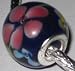 Murano Style Large Oval Glass 925 Bead Fits Pandora Navy Blue with Pink, Yellow, & Lt Blue Flowers, 17mm (2)