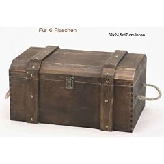 Weinkiste mit Klappdeckel f�r 6 Flaschen - Schatztruhe | Wooden boxes with hinged lid for 6 bottles