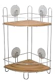 Produkt-Bild: Badablage - Bambus/Chrom - 20 x 20 x 36 cm  - 2 Etagen Eckregal - Bad Regal - Wandablage - Ablage f&uuml;r Duschbad, Shampoo usw.
