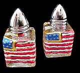 America's Flag Design - Hand Painted - Mini Salt & Pepper,.5 oz., Set of 2