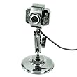 USB Webcam with Microphone and LED Lights - Metal Finish
