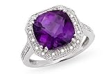 4 Carat Checkerboard Amethyst and Diamond 14K White Gold Ring