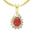 14K Yellow Gold Ruby and Diamond Pendant
