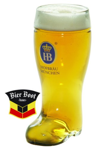 1 Liter Hofbrauhaus HB Munchen German Glass Beer Boot